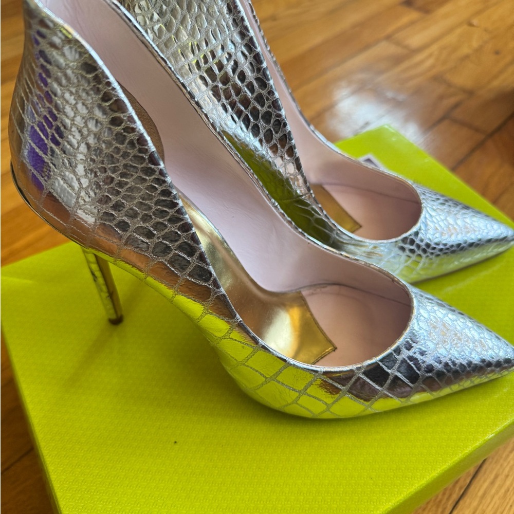 Ted Baker Savenniers Silver Snakeskin Heels